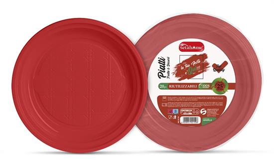 PIATTI RIUTILIZZ. DESSERT ROSSO 25pz