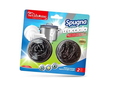 SPUGNA CUCINA RETINA IN ACCIAIO 2pz