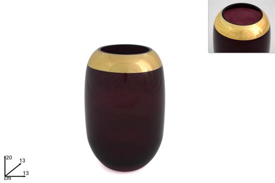 VASO VETRO 20cm BORDEAUX/ORO