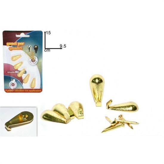 GANCI QUADRI INVIS. 5pz ORO