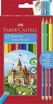 PASTELLI FABER 12+3 BICOLOUR + TEMPERINO