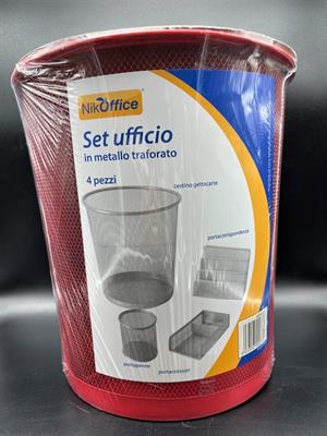 SET UFFICIO 4pz RETE ROSSO C/CESTINO