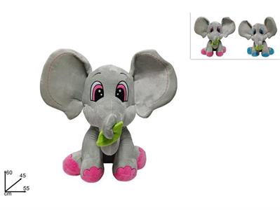 PELUCHE ELEFANTE C/FOGLIA 55cm 2 COLORI