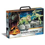 JURASSIC WORLD DINO 2 IN 1 VELOCIRAPTOR E TRICERATOPO.