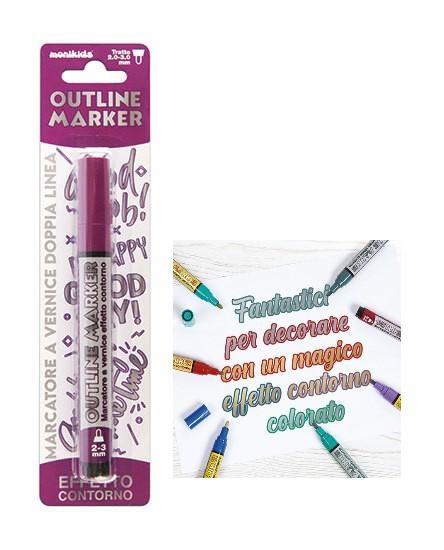 PEN DOUBLE LINE 2-3mm SILVER/VIOLA