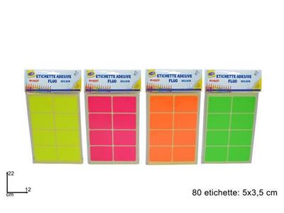 ETICHETTE ADESIVE FLUO 5x3,5cm 80pz