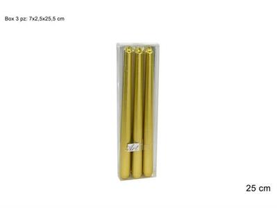 CANDELA LISCIA 25cm 3pz ORO