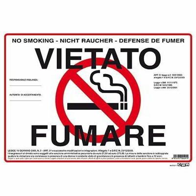 CARTELLO VIETATO FUMARE 23X32