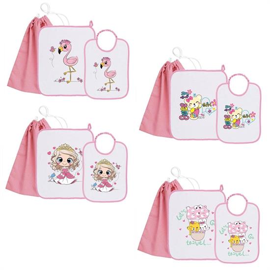 SET 3pz GIRL BAVETTA TOVAGLIETTA SACCA