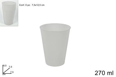 BICCHIERI PLASTICA BIANCO 6pz