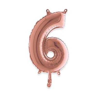 MYLAR NUMERO MEDIO ROSE GOLD 6 36cm