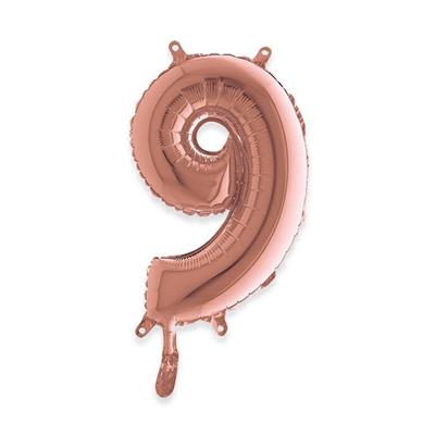 MYLAR NUMERO MEDIO ROSE GOLD 9 36cm