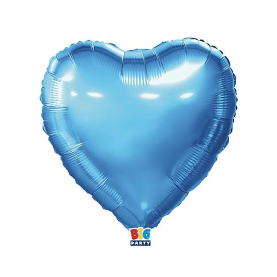 MYLAR CUORE 45cm CELESTE METAL 18