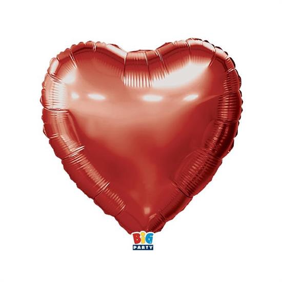 MYLAR CUORE 45cm ROSSO METAL 18