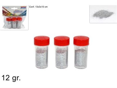 GLITTER 12gr SILVER 3pz