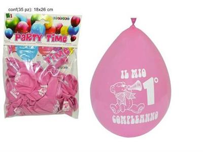 PALLONCINI 1'COMPLEANNO ROSA 35pz