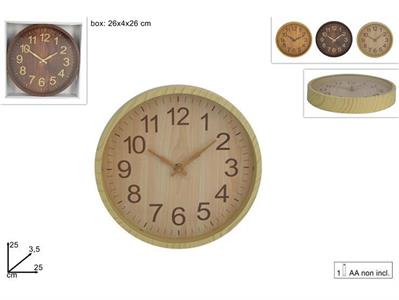 OROLOGIO MURO 25cm EFFETTO LEGNO