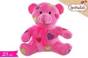 PELUCHE ORSO ROSA C/CUORICINI 23cm