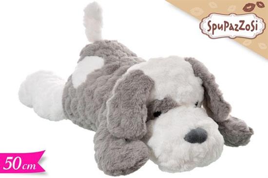 PELUCHE CANE SDRAIATO GRIGIO 50cm C/ORECCHIE LUNGHE