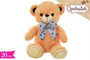 PELUCHE ORSO C/FIOCCO CELESTE POIS 20cm