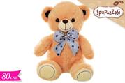 PELUCHE ORSO C/FIOCCO CELESTE POIS 80cm