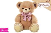 PELUCHE ORSO C/FIOCCO ROSA POIS 20cm