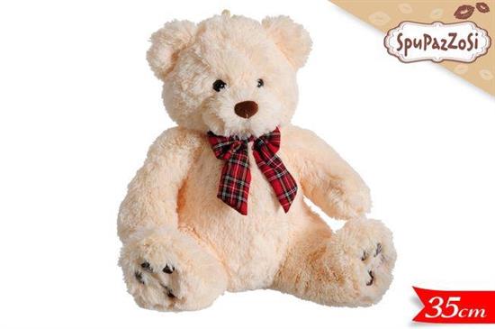 PELUCHE ORSO 35cm C/FIOCCO BIANCO