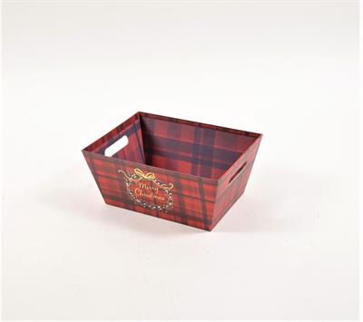 CESTINO CARTA RED TARTAN 27x20 H.12cm