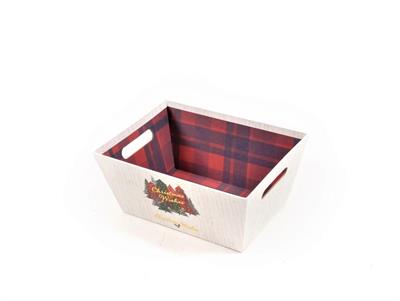 CESTINO CARTA WHITE TARTAN 27x20 H.12cm