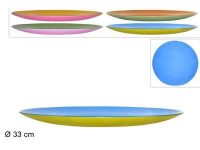 PIATTO VETRO TONDO 33cm BICOLORE