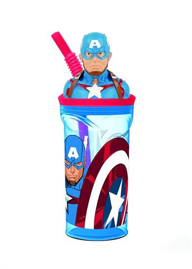 BICCHIERE 3D C/CANNUCCIA AVENGERS CAPITAN AMERICA