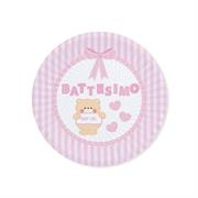 PIATTI BATTESIMO TEDDY ROSA 8pz