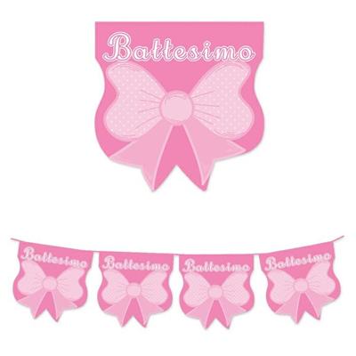 FESTONE BATTESIMO BABY ROSA SAGOMATO 6mt