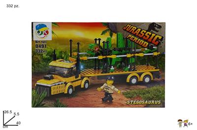 COSTRUZIONI CAMION CON DINOSAURO 332pz