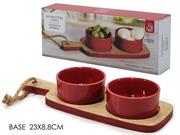 SET 2 ANTIPASTIERE ROSSE C/BASE BAMBOO