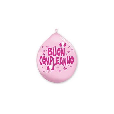 PALLONCINI MEDIUM 20pz B.COMPLEANNO ROSA 10'/26cm