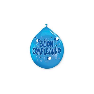 PALLONCINI MEDIUM 20pz B.COMPLEANNO CELESTE 10'/26cm