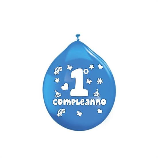 PALLONCINI MEDIUM 20pz 1'COMPLEANNO CELESTE 10'/26cm