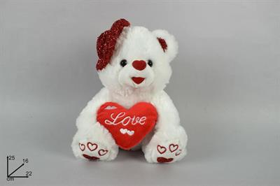 PELUCHE ORSO C/CUORE E CAPPELLO