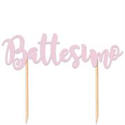 CAKE TOPPER BATTESIMO ROSA 20x13cm