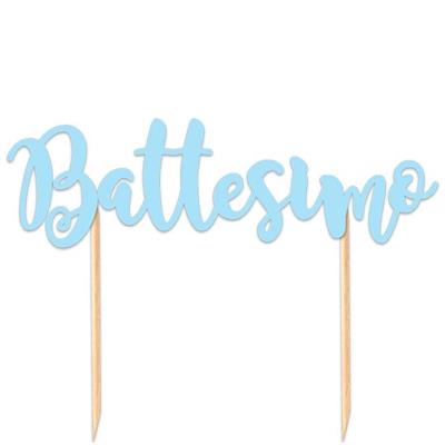 CAKE TOPPER BATTESIMO CELESTE 20x13cm