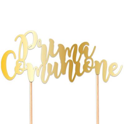 CAKE TOPPER COMUNIONE GOLD 20x16cm