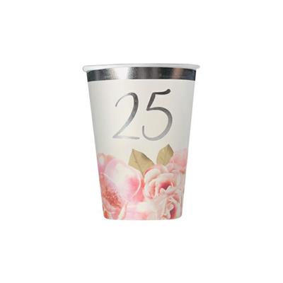 BICCHIERI 25' ANNIVERSARIO FLORAL 8pz