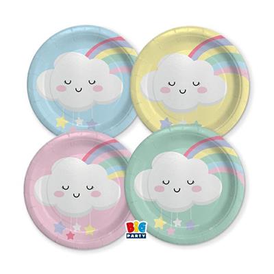 PIATTI RAINBOW CLOUD 8pz MIX 18cm