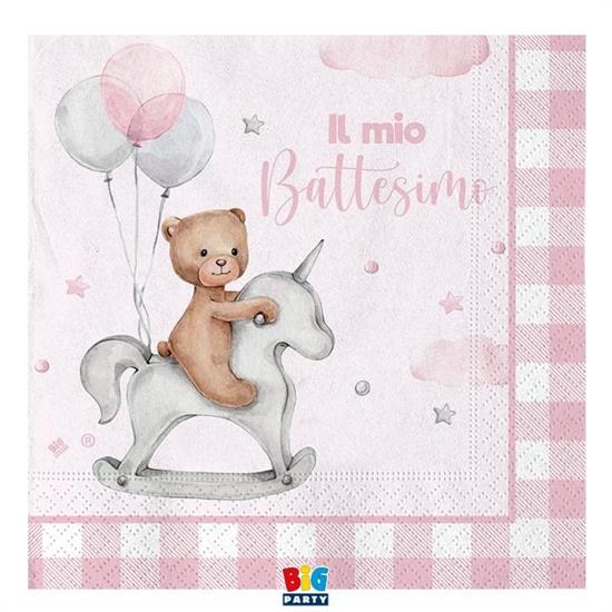 TOVAGLIOLI BATTESIMO BEAR ROSA 20pz