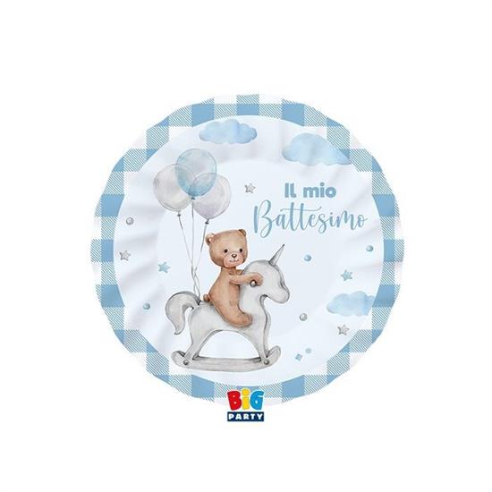 PIATTI BATTESIMO BEAR CELESTE 8pz 20cm