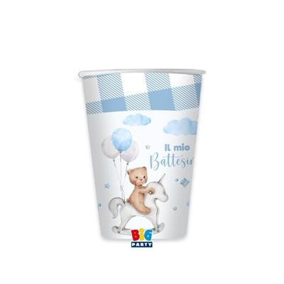 BICCHIERI BATTESIMO BEAR CELESTE 8pz