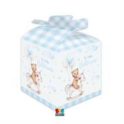 SCATOLA CUBO BATTESIMO BEAR CELESTE 5x5