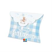 SCATOLINA BUSTA BATTESIMO BEAR CELESTE 10x8x3