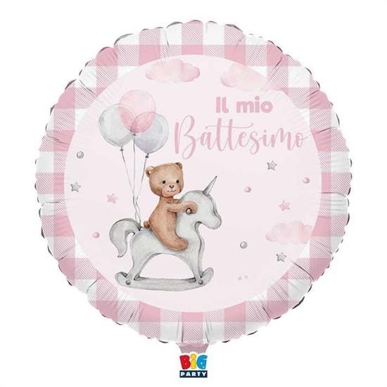 MYLAR 45cm BATTESIMO BEAR ROSA